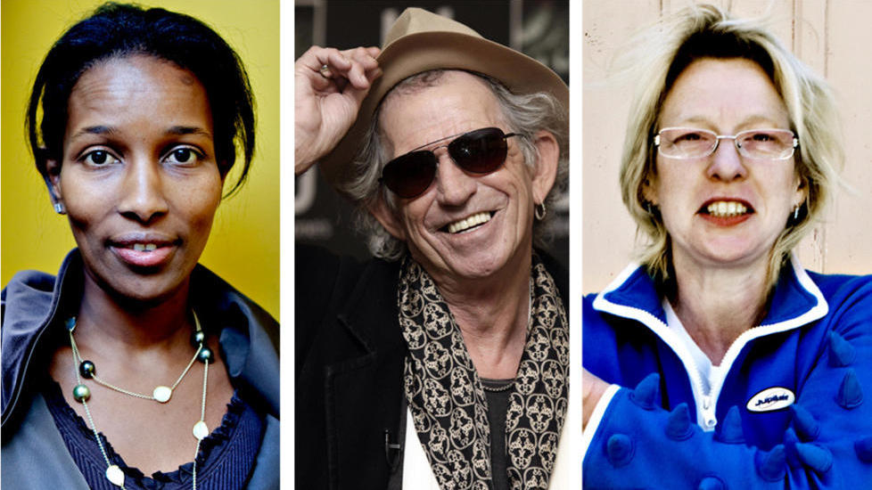 FAVORITTER: Ayaan Hirsi Ali, Keith Richards og Beate Grimsrud er alle blant Dagblad-anmeldernes favoritter fra �ret som snart er over. Foto: LARS EIVIND BONES / SCANPIX