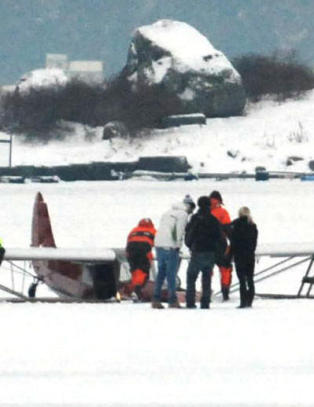 Sm�fly gikk gjennom isen ved Larvik