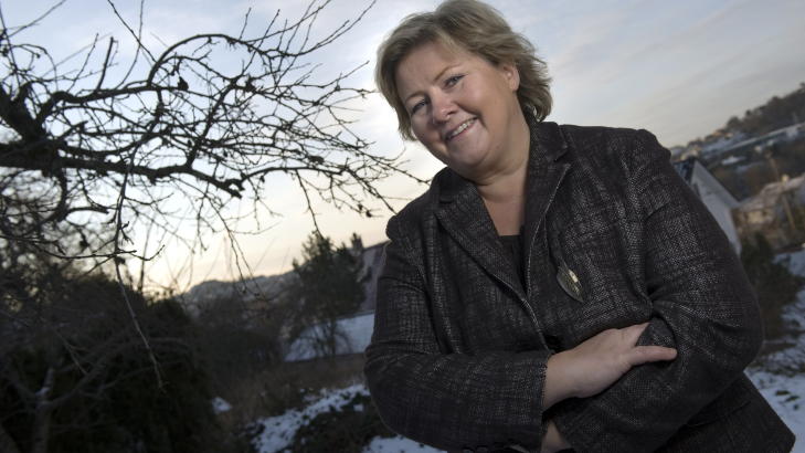 - LITE FRAMTIDSRETTET: Erna Solberg synes Jens Stoltenberg var blottet for nyheter. Foto: Tor Erik H. Mathiesen