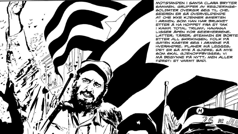 SEIER: Che Guevara og Fidel Castro inntar Havanna, formidlet som dokumentarisk historiefortelling av Alberto Breccia.