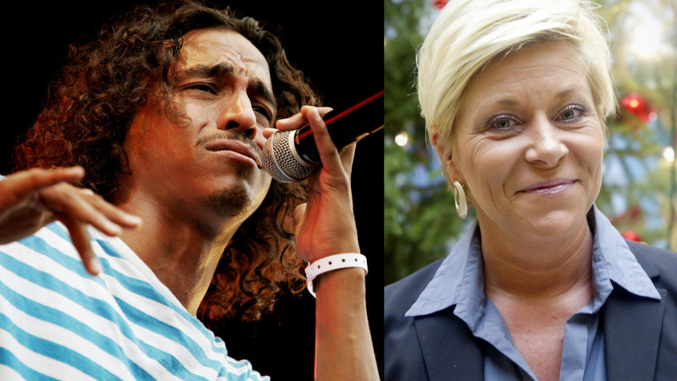 KASTET UT: Den svenske rapperen Timbuktu (35) likte ikke at FrP-leder Siv Jensen var backstage etter hans konsert p� Hemsen i Hemsedal, kvelden f�r nytt�rsaften. Foto: Stella Pictures / Scanpix