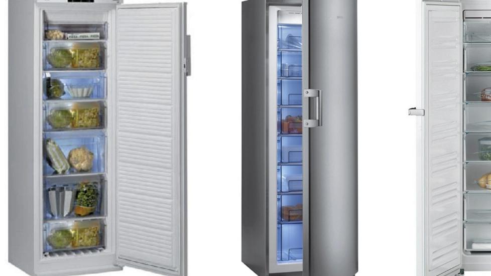 BEST I TEST: Forbrukerr�det har testet fryseskap. De tre beste ble Whirlpool (t.v), Gorenje og Miele (t.h.). Foto: Produsentene