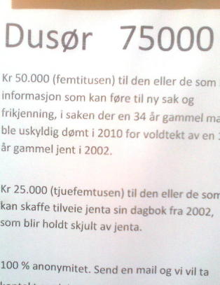 Utlover dusør på 75 000 kroner i voldtektssak