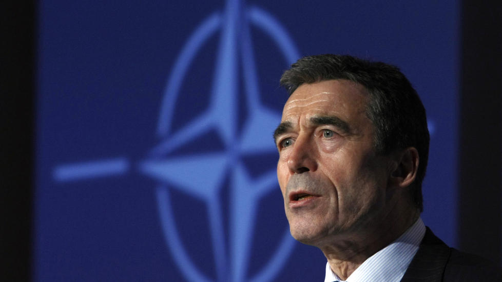 ST�R KLARE: Natos generalsekret�r Anders Fogh Rasmussen opplyste i dag at forsvarsalliansen st�r klare til � gripe inn i Libya. Foto: Reuters/Baz Ratner/Scanpix