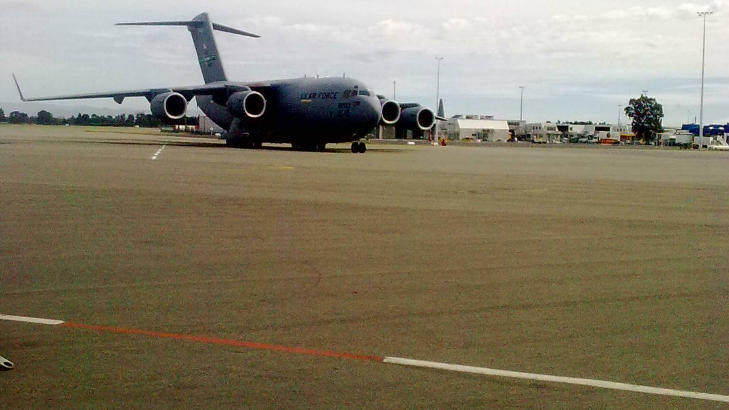 FLYET HAR LANDET: Flyet med Jarle Andh�y og Samuel Massie landet i Christchurch 11.40 lokal tid eller 23.40 norsk tid i dag. Foto: Christine Spersrud Haug