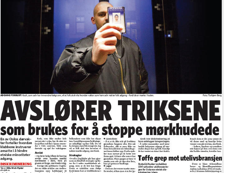 29. November 2010: Dagbladet avsl�rer triksene d�rvaktene bruker for � kvitte seg med minoritetsungdom i d�ra. Faksimile: Dagbladet