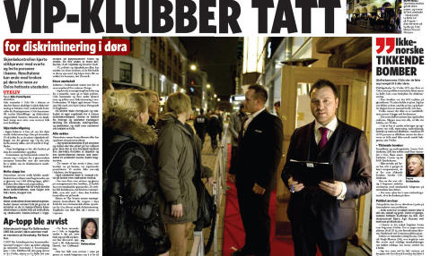22. oktober 2010: Seks kjente utesteder i Oslo blir d�mt for � diskriminere m�rke i d�ra av Likestillings- og diskrimineringsombudet.