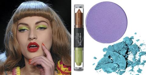 FRA VENSTRE: P� catwalken til Dior, Max Factor Smokey Eye Effects Eyeshadow (kr 145), Make Up Store Microshadow i fargen lavender (kr 140), Lanc�me Ombre Absolue Mono Eyeshadow nr. B30 (kr 230). Foto: Stella, Svein-Erik T�raasen, produsenten