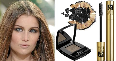 FRA VENSTRE: P� catwalken til Roberto Cavalli, Lanc�me Ombre Aboslue Mono Eyeshadow nr. F60 (kr 230), Make Up Store Eye Pencil i fargen Black (kr 135), YSL Everlong Mascara nr. 01 Ever Black (kr 255). Foto: Stella, Svein-Erik T�raasen, produsenten