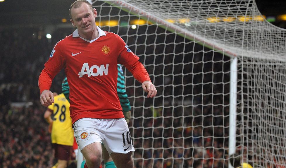 SCORET MOT ARSENAL: Dagen etter seieren p� Old Trafford l�rdag fikk Wayne Rooney sp�rsm�l fra fansen om han vil bort. Foto: EPA/ROBIN PARKER