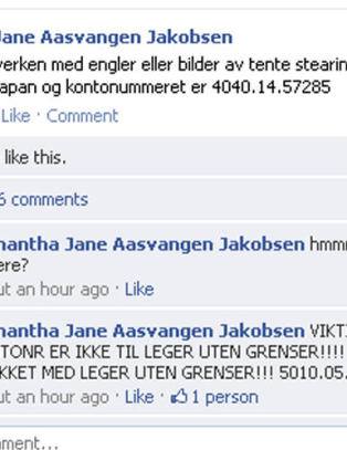 Falsk gaveoppfordring til Leger Uten Grenser p� Facebook