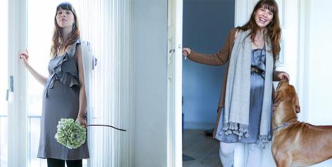 KJOLE: Feststyling (til venstre): Kjolen er her brukt alene med store smykker og m�rke str�mpebukser, kr 69, fra Pierre Robert. �redobber, kr 798, fra Arts & Crafts. Armb�nd, kr 99, fra Pieces. Hverdagsstyling (til h�yre): Skinnbelte, kr 99, fra Pieces. Strikket kardigan, kr 299, fra Vila. Kashmirskjerf, kr 3299, fra Leila Hafzi. Hvite tykke str�mpebukser, kr 69, fra Pierre Robert. FOTO: Astrid Waller