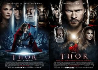 Filmplakater til �Thor�. Disse to plakatene gj�r alts� lite med forh�ndsinntrykket av dette som en flopp. Natalie Portman er vakker, ja. Men Anthony Hopkins ser akkurat like teit ut som han har gjort i alle filmer siden han mistet grepet en gang p� midten av 90-tallet.