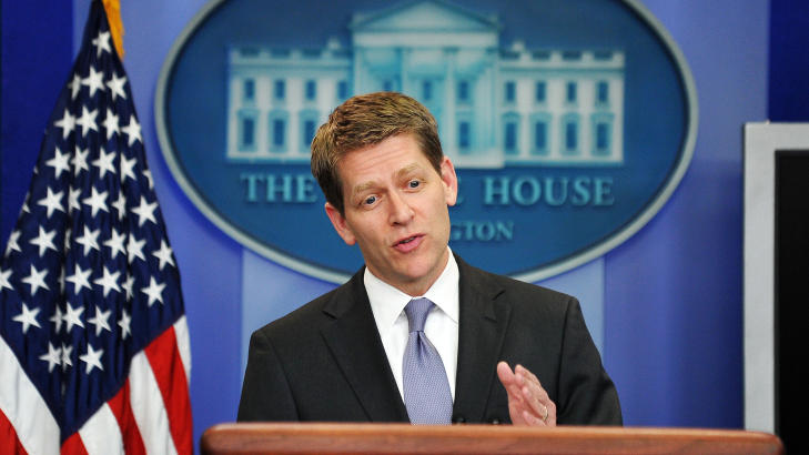 ER I KONTAKT: �Vi har tatt kontakt med opposisjonen i Libya for � gi dem r�d om hvordan Libya b�r se ut etter Kadhafi�, sa talsperson for Det hvite hus, Jay Carney, til reportere i g�r. Foto: SCANPIX