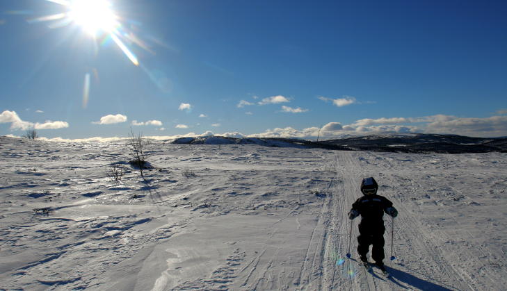 P�SKESTEMNING: Liten unge p� stor hvit vidde ved Liomseter. Foto: ODD ROAR LANGE