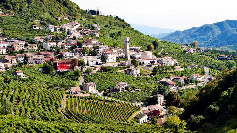 PROSECCOLAND: Gaiarine i Valdobbiadene ligger vakkert omgitt av vinmarker. Foto: FRANCESCA BRAMBILLA SERANA SERRANI