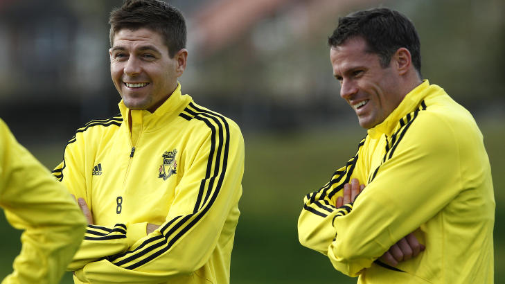 VILLE IKKE KRITISERE EIERNE: Steven Gerrard og Jamie Carragher var redde for � starte en �pen krig i Liverpool. Foto:  REUTERS/Phil Noble