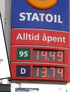 Her blir en full tank 61 kroner dyrere