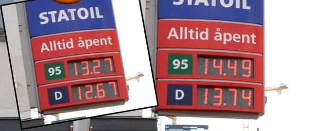 Her blir en full tank 61 kroner dyrere