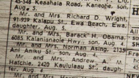 AVISKLIPP: Dette avisklippet fra s�ndag 13. august 1961, viser at hr. og fru Barack H. Obama har f�tt en s�nn i Hawaii. Foto: AP Photo / Scanpix