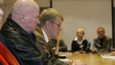 TRODDE P� GJENOPPTAKELSE: Torgersenkampanjen i pressekonferanse etter at statsadvokaten i 2005 hadde g�tt imot gjenopptakelse.  Foto: Cornelius Poppe / SCANPIX