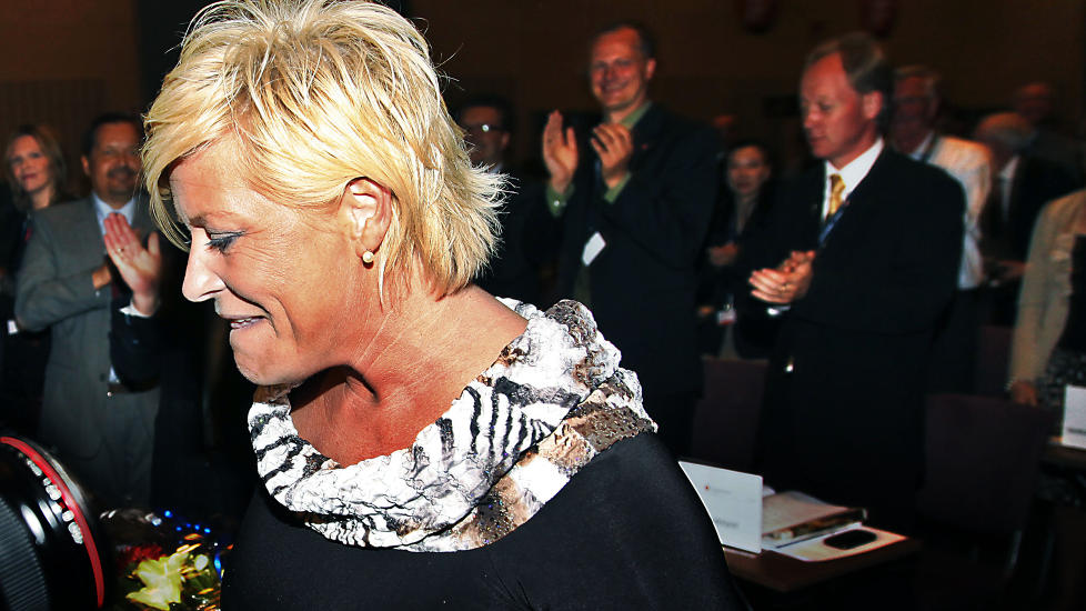 Vanskelig: Siv Jensen ble blank i �ynene etter at hun redegjorde for Birkedalsaken p� Frps landsm�te p� Gardermoen. Foto: Jacques Hvistendahl