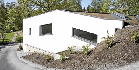 TERRENGBEVEGELSE: Huset f�lger terrenget fra bakkant til front. Foto: Patrik Engquist