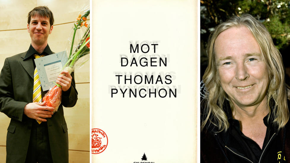STRIDENS KJERNE: Herman Willis (t.h.) slaktet oversettelsen til Fartein D�vle Jonassen (t.v.) av Thomas Pynchons bok �Mot dagen�. Oversetteren mener han ikke kan ha lest boka i det hele tatt. Foto: Scanpix / Gyldendal / Anders Gr�nneberg