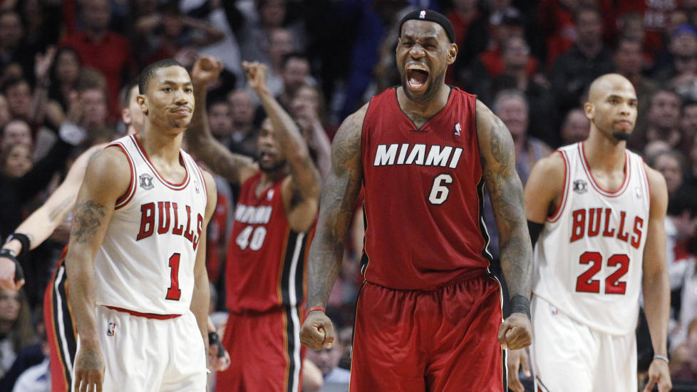 TIL FINALE: LeBron James jubler etter at Miami Heat sikret plassen i NBA-finalen i natt. Foto: Jeff Haynes, Reuters/Scanpix