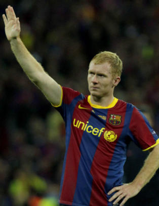 Barcelona-spillerne knivet om drakten til Scholes
