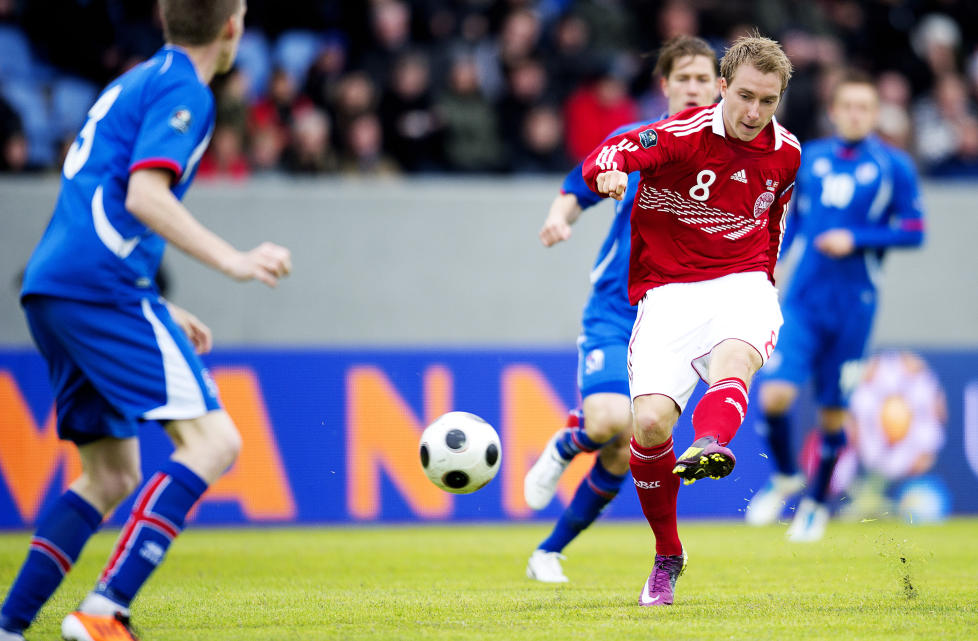 F�RSTE LANDSLAGSM�L: Stortalentet Christian Eriksen scoret sitt f�rste landslagsm�l da Danmark slo Island 2-0 i Reykjavik.