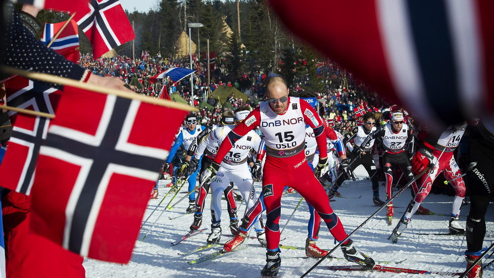 20110306 OSLO Petter Northug jr vant 50 km under vm p� ski i Holmenkollen.Her Tord Asle Gjerdalen som ble nummer tre.