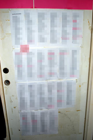 �SKAMMENS D�R�: Her st�r over 700 navn p� bannlyste telesexkunder oppf�rt, blant dem flere profilerte samfunnstopper. Navnene er sladdet av Dagbladet. Foto: Privat