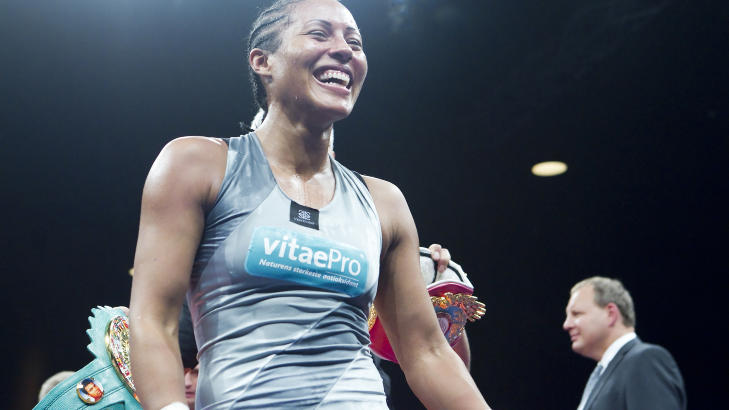 LIKER HAYE BEST: Cecilia Br�khus elsker de verbale krumspringene fra David Haye, selv om hun aldri ville rakket ned p� en motstander p� den m�ten. 
Foto: Heiko Junge / Scanpix