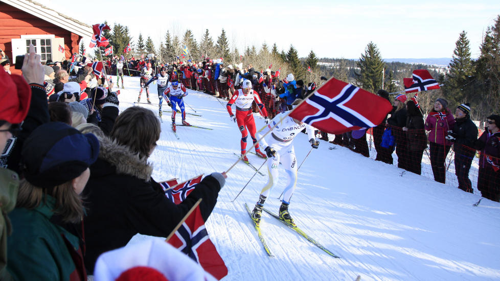 BARE FELLESSTART FRAMOVER: Petter Northug vant femmila i Kollen under VM, og har neppe noe imot at det bare blir fellesstart p� den �velsen framover. Flere andre l�pere reagerer derimot med skuffelse. 
Foto: Erik Johansen / Scanpix