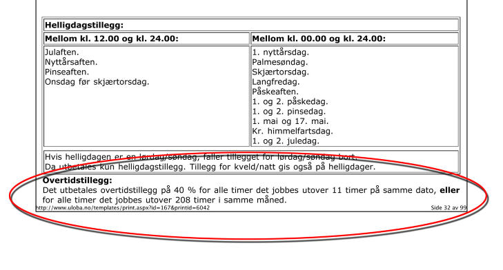 I STRID MED ARBEIDSMILJ�LOVEN: I assistentpermen st�r det at de ansatte f�rst skal f� overtid n�r de jobber lengre enn 11 timer p� tross av at den alminnelige arbeidstida ikke skal overstige ni timer i l�pet av 24 timer if�lge arbeidsmilj�loven.