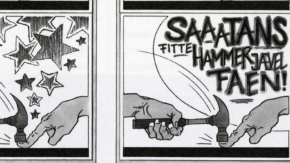 HJELPER: Visste du at du faktisk kan f� h�yere smerteterskel av � banne? �yvind Lauvdahl illustrerer. FRA BOKA