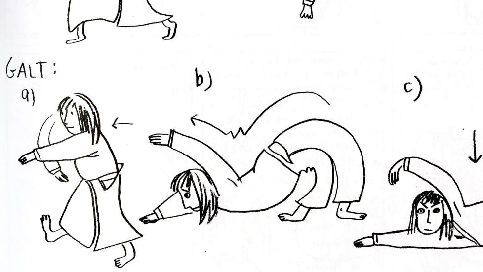 PROFF: Ved f�rste �yekast virker stilen hennes slurvete og strekmenneske-aktig, hvilket den for s� vidt gj�r ved alle de neste �yekastene ogs�. Men ansiktsuttrykkene og kroppsspr�ket har en presisjon forbeholdt proffer, skriver anmelderen om Inga S�tres f�rste tegneserieroman. Illustrasjon fra boka.