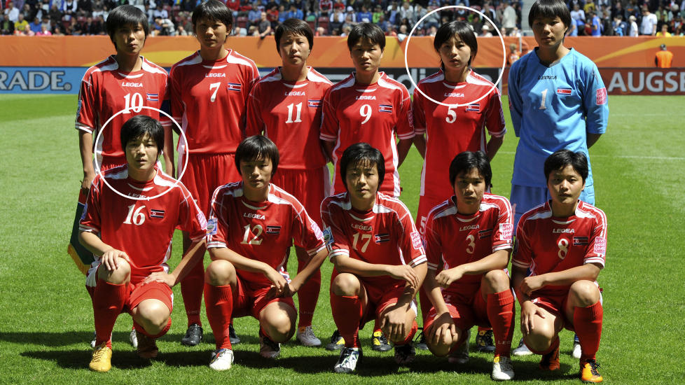 STR�KET: Nord-Koreas Sun Song-jong (5) og Sim Jong-pok (16) har avlagt positive dopingtester i Tyskland.Foto: SCANPIX/AP/Kerstin Joensson