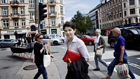 P� �pen gate: Maria jobber n� p� Majorstua i Oslo.