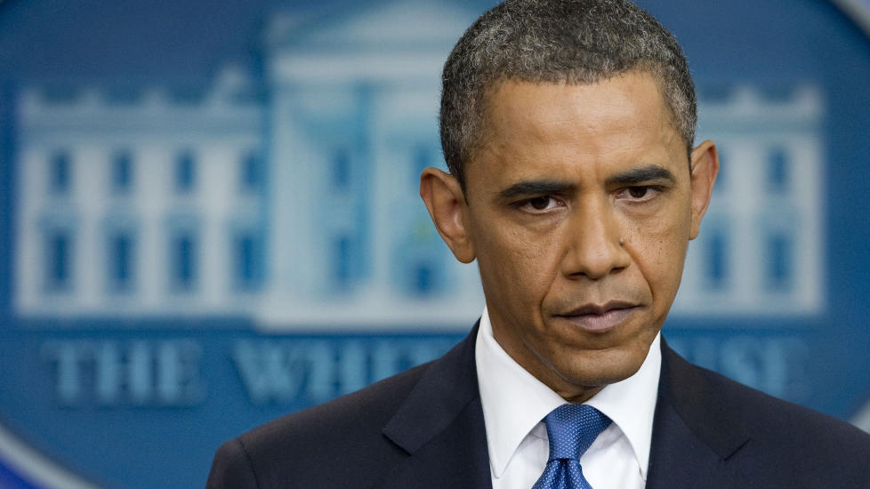 IKKE FORN�YD: Barack Obama ga en lunken mottakelse til Republikanernes siste utspill for � l�se striden om USAs statsbudsjettet og voksende statsgjeld. Foto:AFP PHOTO / Saul LOEB/SCANPIX
