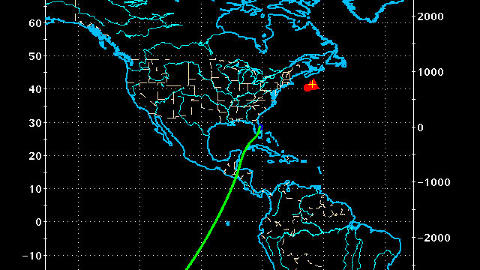 INNFLYVNINGEN: �Atlantis� entrer amerikansk luftrom fra s�rvest. Grafikk: NASA