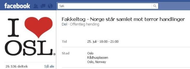 OVER 27 000: Fakkeltogets gruppe p� Facebook har allerede f�tt over 26 000 p�meldte. Stillbilde: Facebook