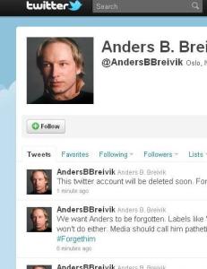 Anders Behring Breiviks Twitter-konto hacket