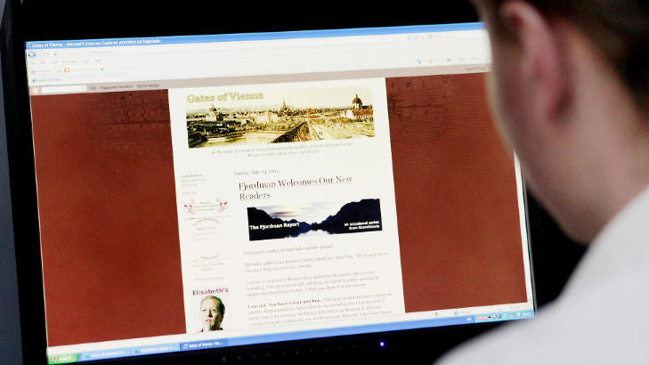 HAR SKREVET SOM FJORDMAN SIDEN 2005: Peder Jensen opprettet i 2005 bloggen Fjordman. Nå blogger han for blant andre Gates of Vienna (bildet). HAR SKREVET SOM FJORDMAN SIDEN 2005: Peder Jensen opprettet i 2005 bloggen Fjordman. Nå blogger han for blant andre Gates of Vienna (bildet).