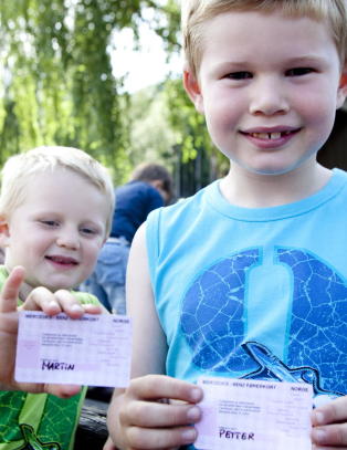 Martin (5) og Petter (7) tok �lappen� p� bil