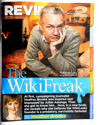 �WIKIFREAK�: Wikileaks-sjefen Julian Assange blir brettet utover tre sider i magasinet Review i storavisa Mail on Sunday.