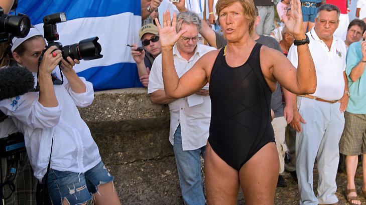F�R START: Diana Nyad fotografert i Havana f�r sv�mmeturen startet. Foto: AFP PHOTO/ADALBERTO ROQUE