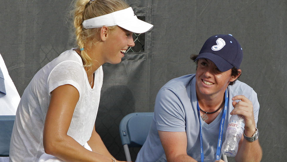 STJERNEPAR: B�de Wozniacki og McIlroy har stjernestatus i sine idretter. Foto: AP Photo/Al Behrman