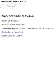 Advarer mot falske e-poster fra �Western Union�